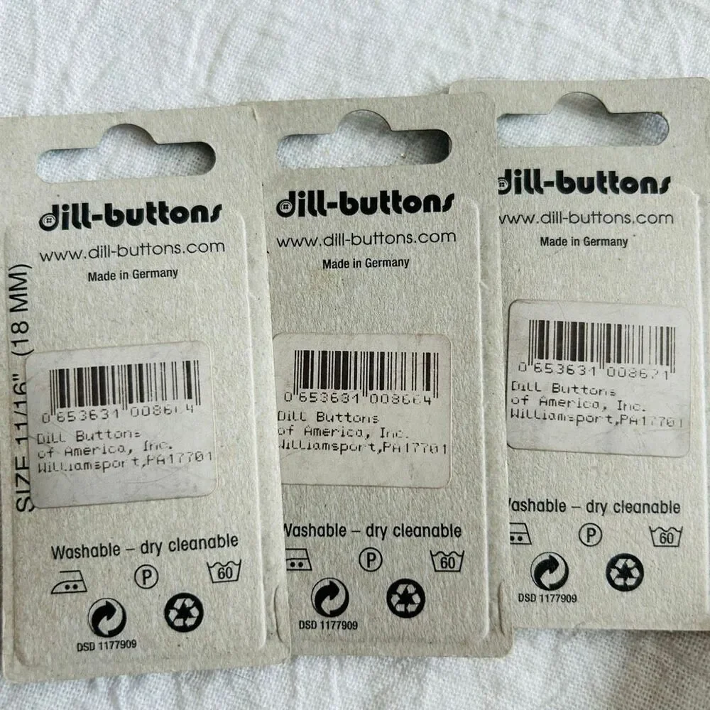 (6) Vintage dill-buttons 7/8” & 11/16” Made in Germany